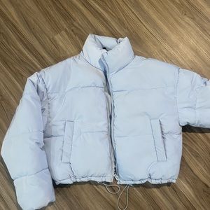 Blue puffer jacket